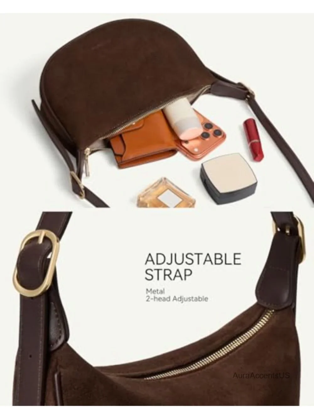 BOSTANTEN Crescent Crossbody Bag Vegan Leather Hobo Handbag Adjustable Strap